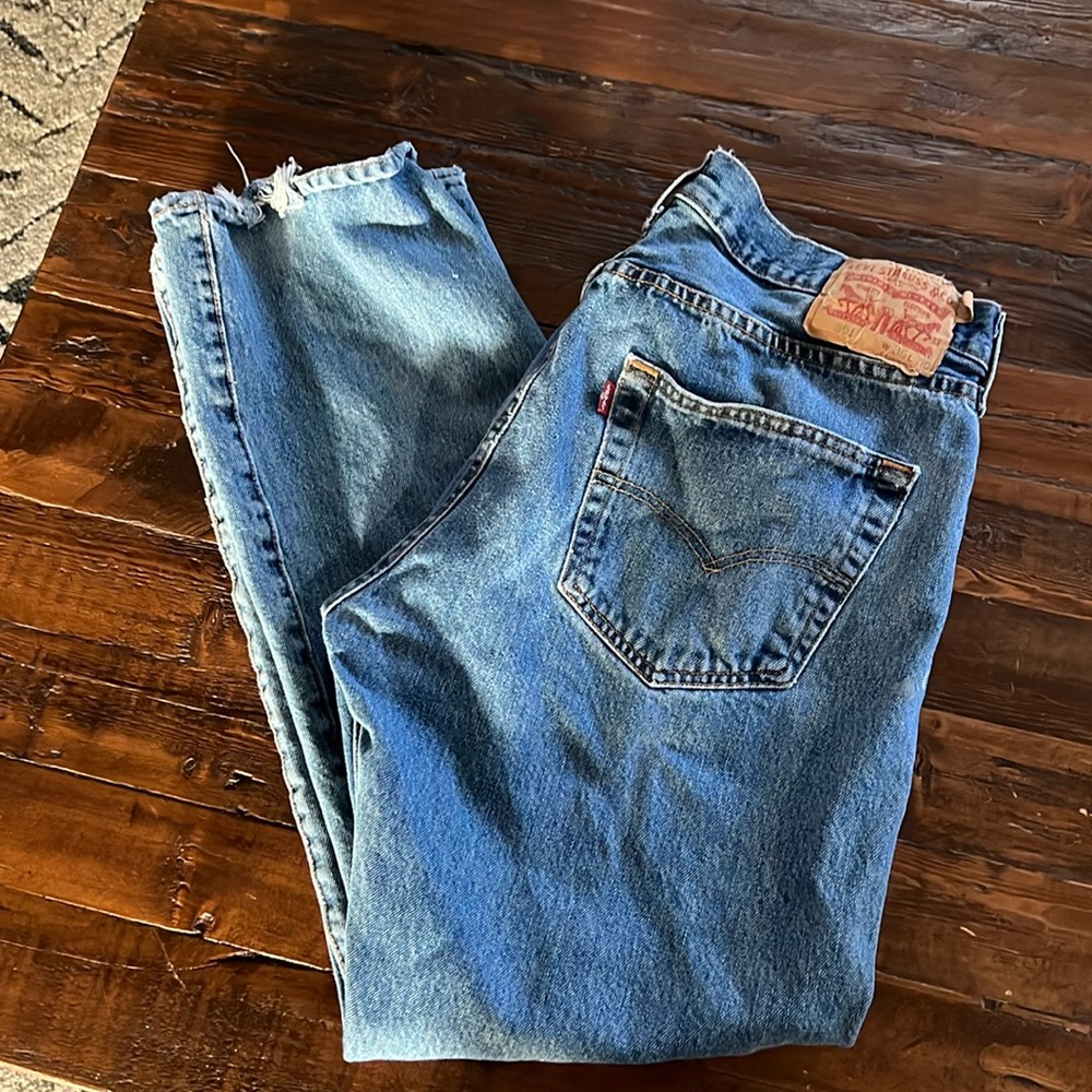 Levi’s 501 button fly.  36” x 30”